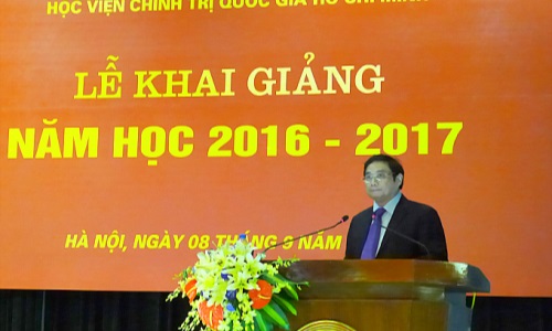 Đồng chí Phạm Minh Chính dự Lễ khai giảng năm học mới tại Học viện Chính trị quốc gia Hồ Chí Minh